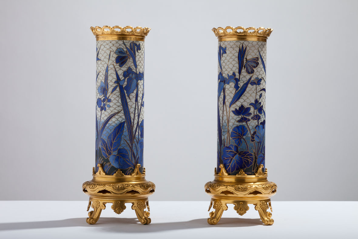 Pair of Elkington Cloisonne Vases